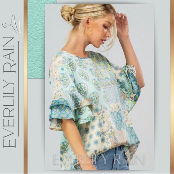 🔥Sale!!!!Beautiful Mint Mosaic Top - Picture 6 of 8